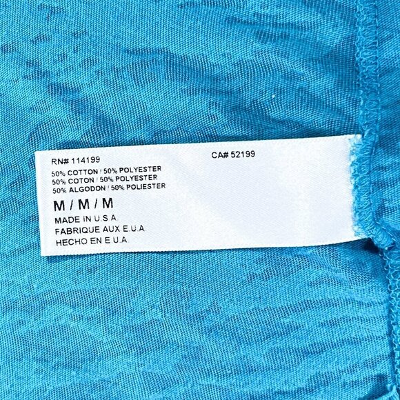 Roxy Burnout Tee | 3/4 Sleeve | Aqua Blue | Medium | Scoop Neck Top | Women's - Picture 12 of 13